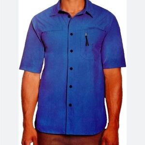 G.H Bass & Co Men's Vibrant Blue Casual Short Sleeve Button Down Shirt XXL